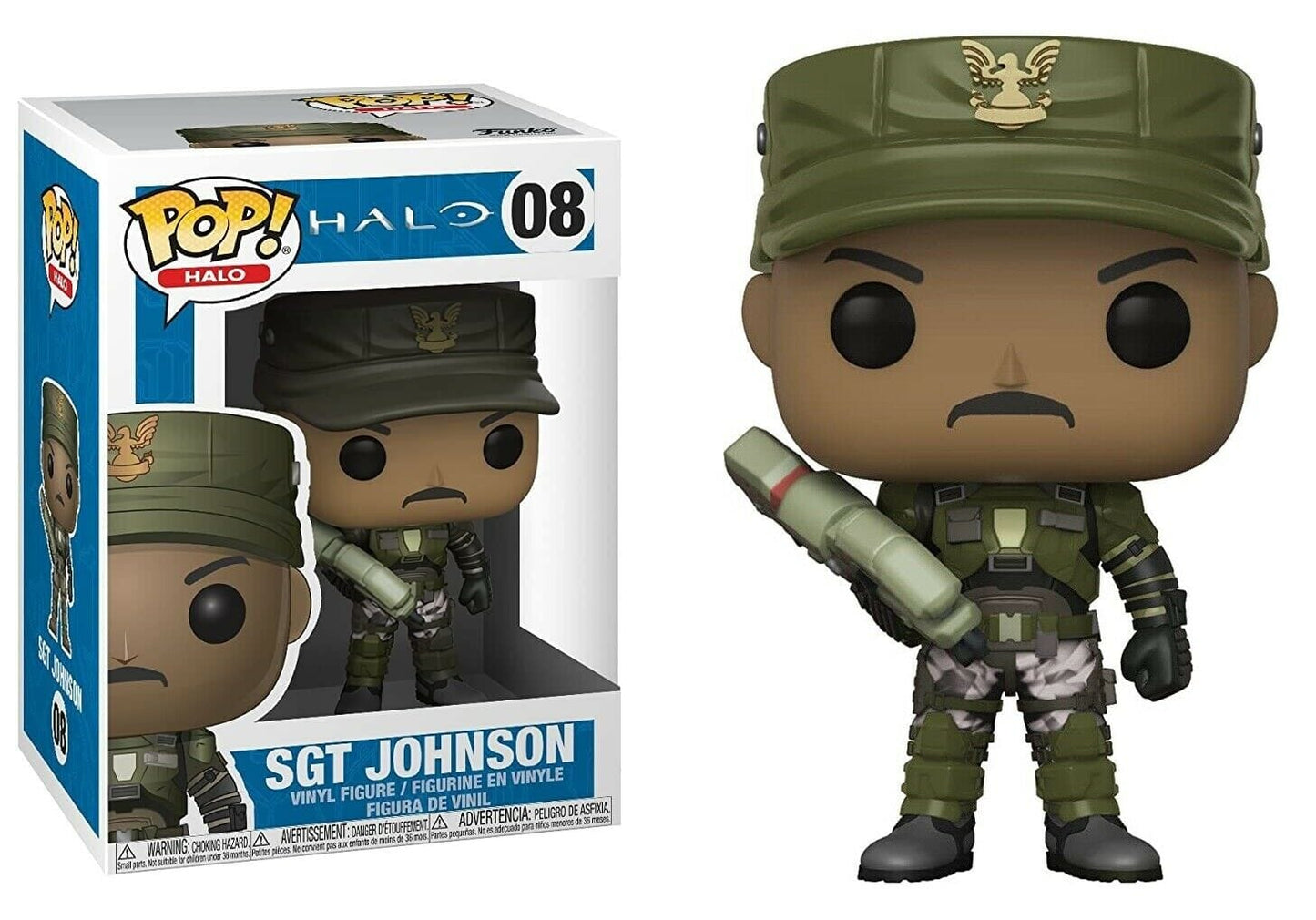 Funko Pop! Halo - SGT Johnson 08 Figure + Pop Protector