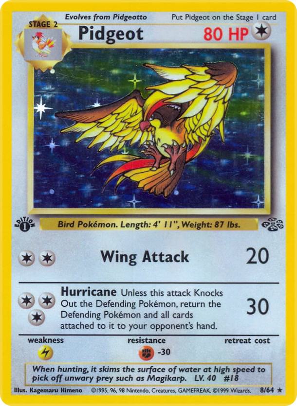 Pokemon TCG! Pidgeot (8) - Jungle (JU) HEAVY PLAY (HP)