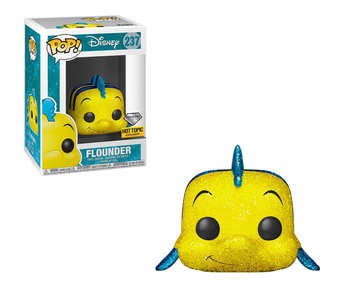 Funko Pop! Disney The Little Mermaid Flounder Diamond Hot Topic Exclusive 237 + Free Protector