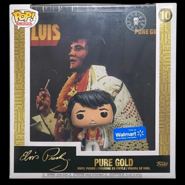 Funko Pop! Pure Gold Elvis Presley 10 Walmart Exclusive Rocks Album (small box damage)