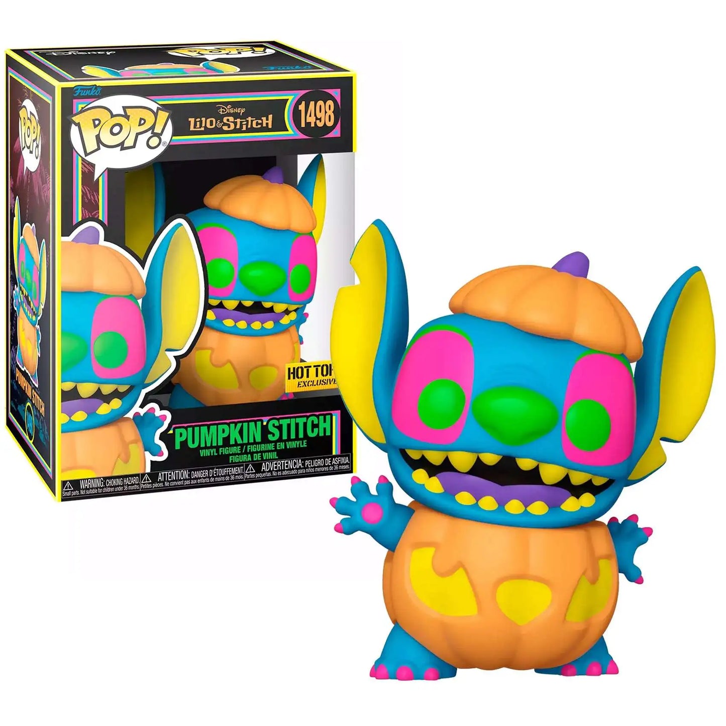 Funko Pop! Disney Lilo & Stitch - Blacklight Pumpkin Stitch 1498 Hot Topic Exclusive + Free Protector