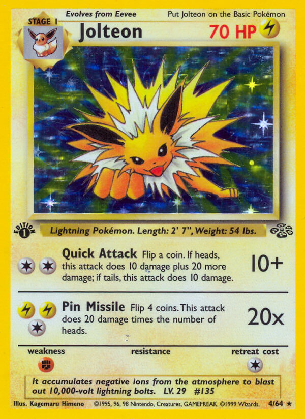 Pokemon TCG! Jolteon 1999 Jungle 1st Edition #4/64 Holo