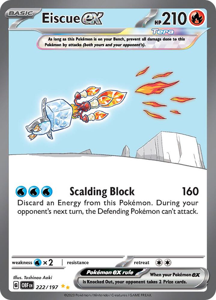 Pokemon TCG! Eiscue ex - 222/197 - SV03: Obsidian Flames (OBF)