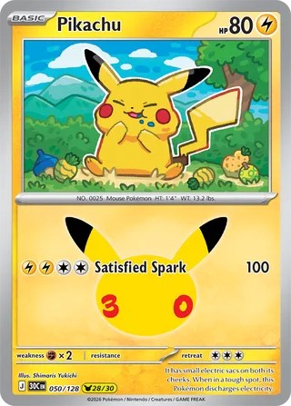 Pokemon TCG! Pikachu 2026 30th Celebration #050/128