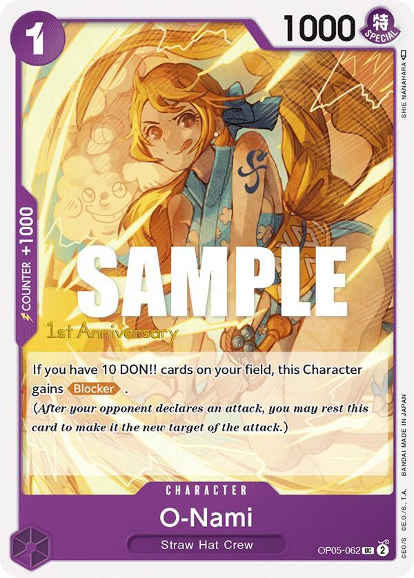 One Piece TCG! O-Nami - Awakening of the New Era: 1st Anniversary Tournament Cards (OP05 ANN)