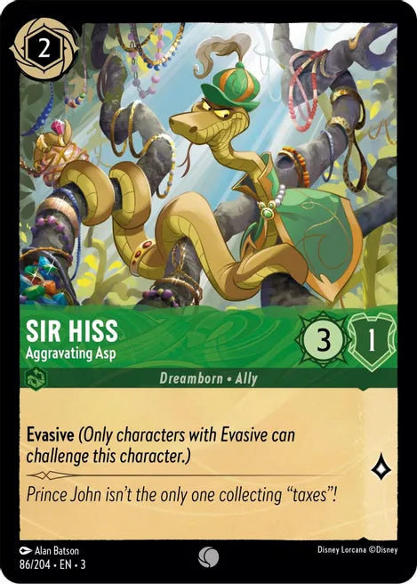 86 Sir Hiss - Aggravating Asp Disney Lorcana Into the Inklands Common TCG CARD