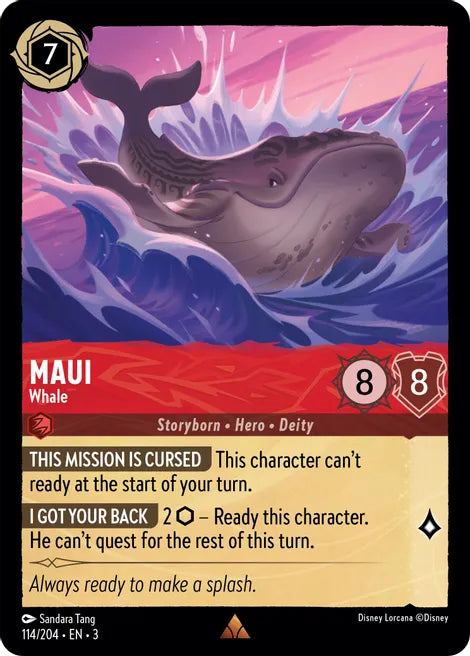 114 Maui - Whale Disney Lorcana Into the Inklands RARE FOIL TCG CARD