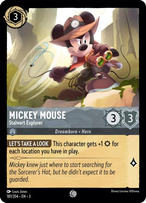 181 Mickey Mouse - Stalwart Explorer Disney Lorcana Into the Inklands FOIL VERSION CARD