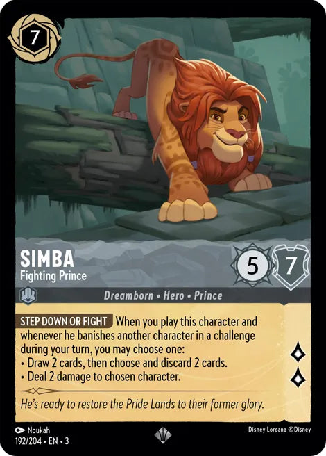 192 Simba - Fighting Prince Disney Lorcana Into the Inklands super rare TCG CARD