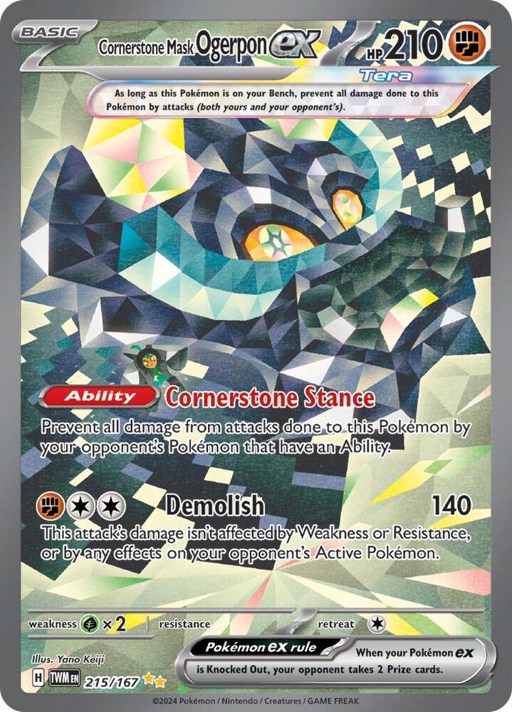Pokemon TCG! Cornerstone Mask Ogerpon ex - 215/167 - SV06: Twilight Masquerade (TWM)
