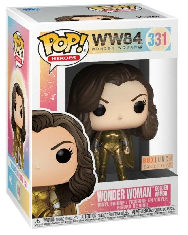 Funko Pop! DC WW84 Wonder Woman Golden Armor 331 BoxLunch Exclusive + Pop Protector