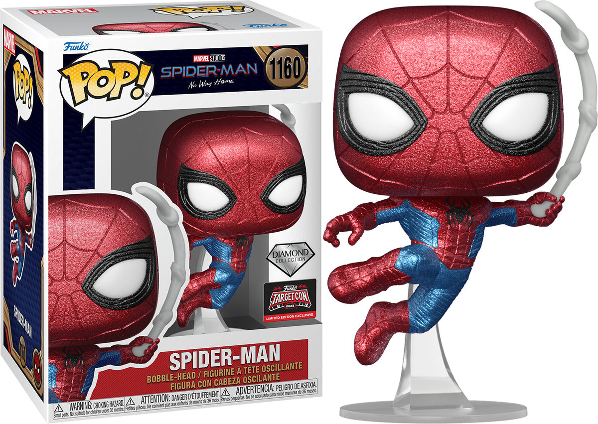 Funko Pop! Marvel Studios Spider-Man No Way Home: Spider-Man 1160 Diamond Collection 2023 Funko Target Con Exclusive + Free Protector