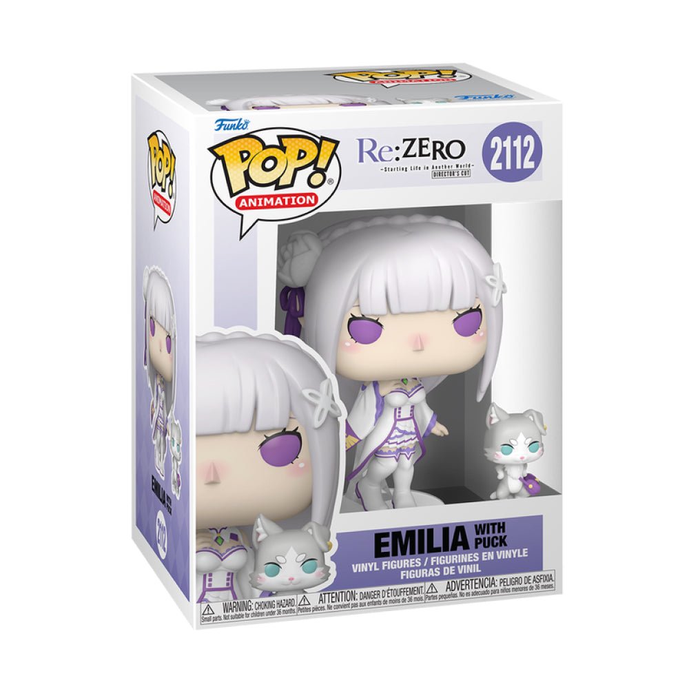 Funko Pop! Re : Zero Starting Life In Another World - Emilia with Puck 2112 Figure + Pop Protector