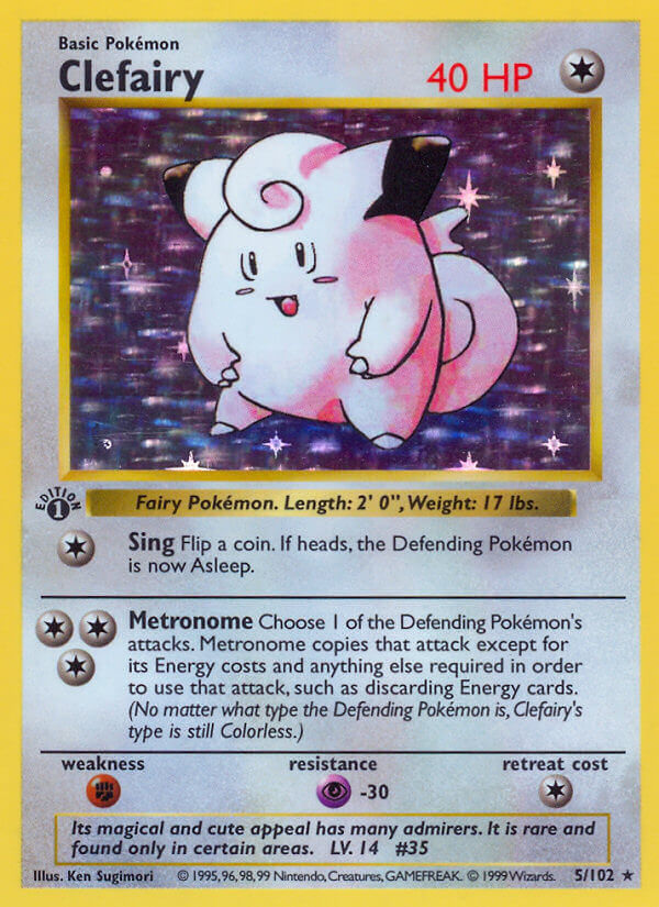 Pokemon TCG! Clefairy 1999 Base Set 1st Edition #5/102 Holo