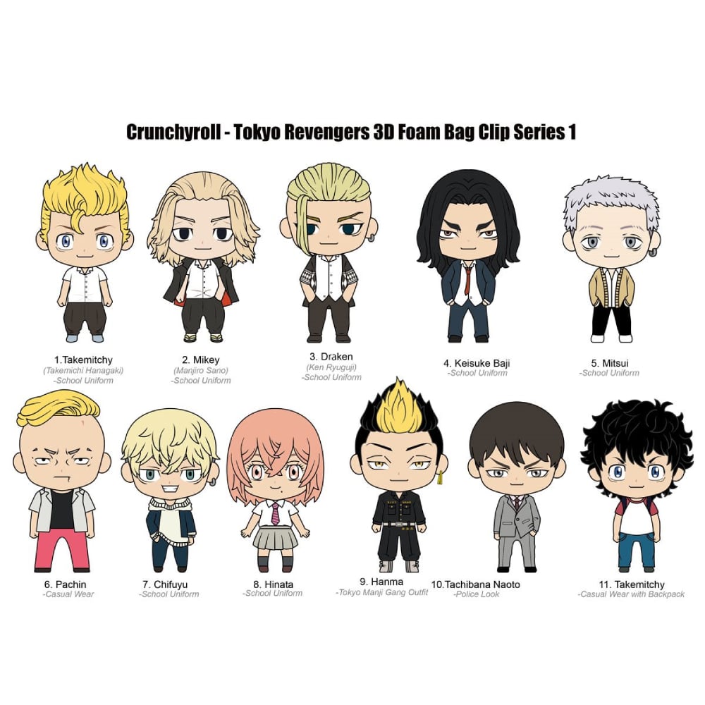 Tokyo Revengers Series 1 Mystery 3D Foam Figural Bag Clip (One Variation Chosen at Random)