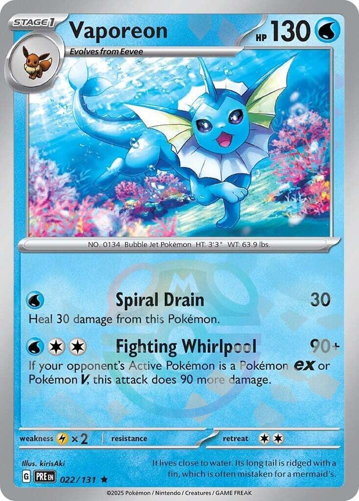 Pokemon TCG! Vaporeon (Master Ball Pattern) - SV: Prismatic Evolutions (PRE