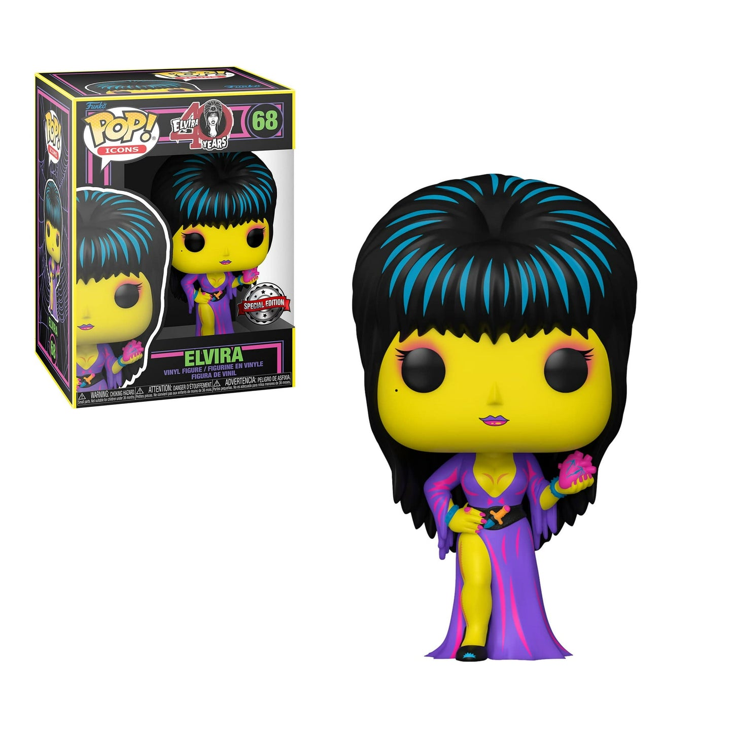 Funko Pop! Elvira 40 Years - Elvira 68 Blacklight Special Edition + Pop Protector