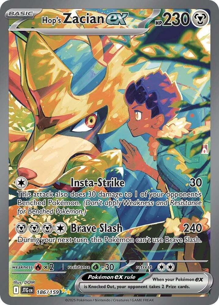 Pokemon TCG! Hop's Zacian ex - 186/159 - SV09: Journey Together (JTG)