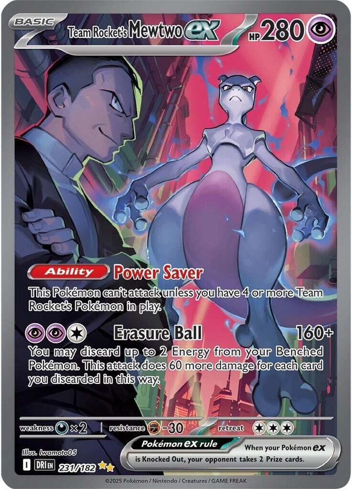 Pokemon TCG! Team Rocket's Mewtwo ex - 231/182 - SV10: Destined Rivals (DRI)