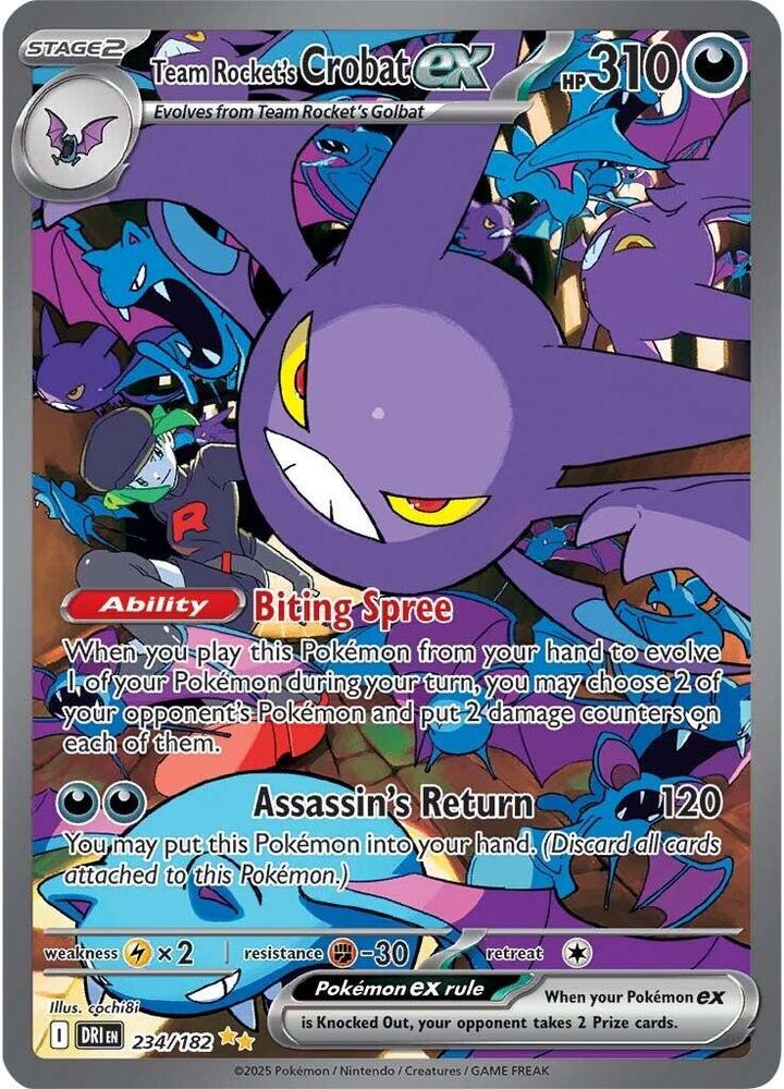 Pokemon TCG! Team Rocket's Crobat ex - 234/182 - SV10: Destined Rivals (DRI)