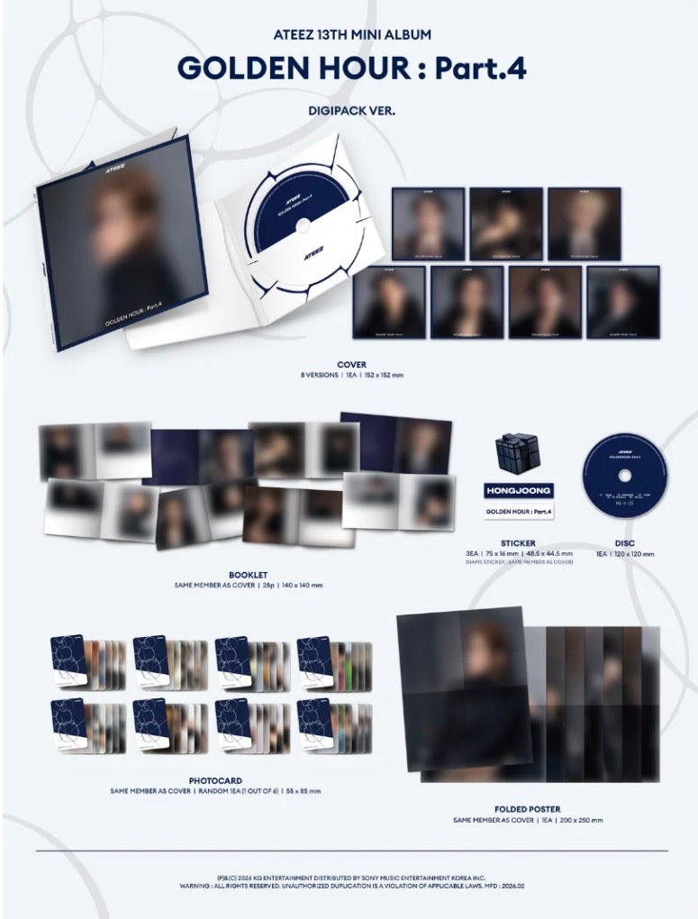 K-POP ATEEZ - GOLDEN HOUR : PART.4 MEMBER DIGIPACK (MINGI VERSION)