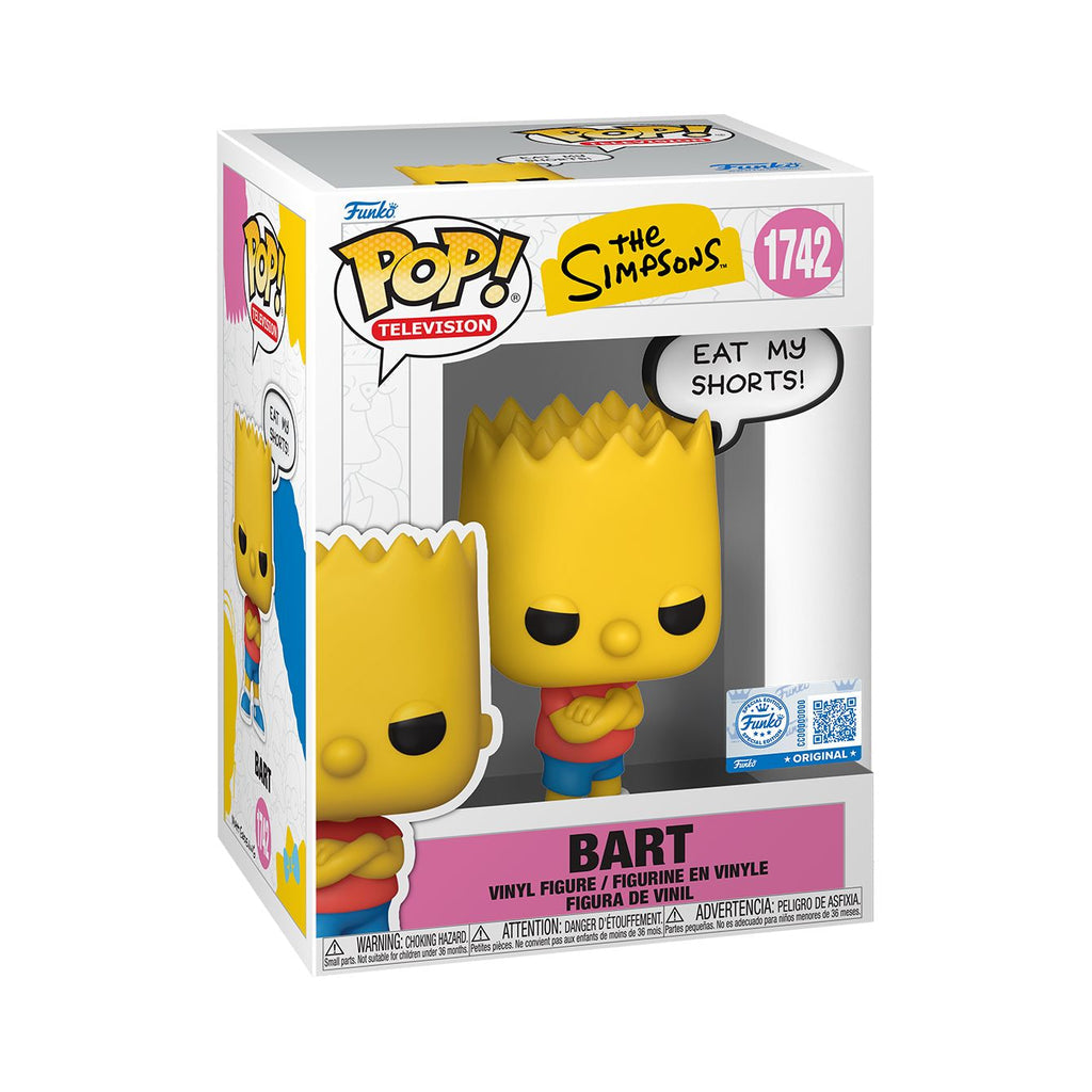 Funko Pop! The Simpsons : Bart 1742 “Eat My Shorts” Funko Special Edition Figure + Pop Protector