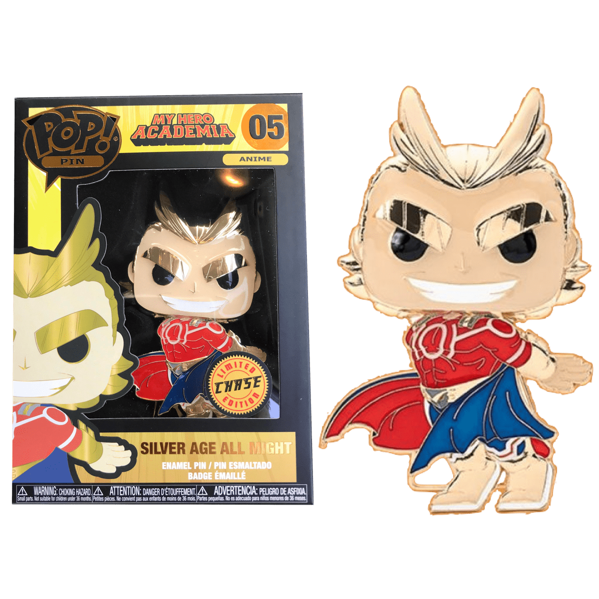 05 Silver Age All Might Chase - My Hero Academia Funko POP! Enamel Pin