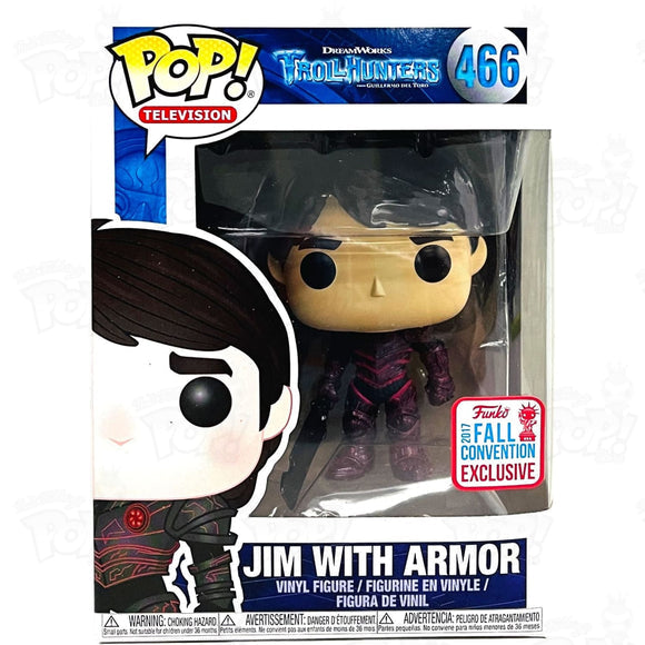 Funko Pop! TrollHunters : Jim with Red Armor 466 Funko 2017 Fall Convention Exclusive (VAULTED) + Pop Protector