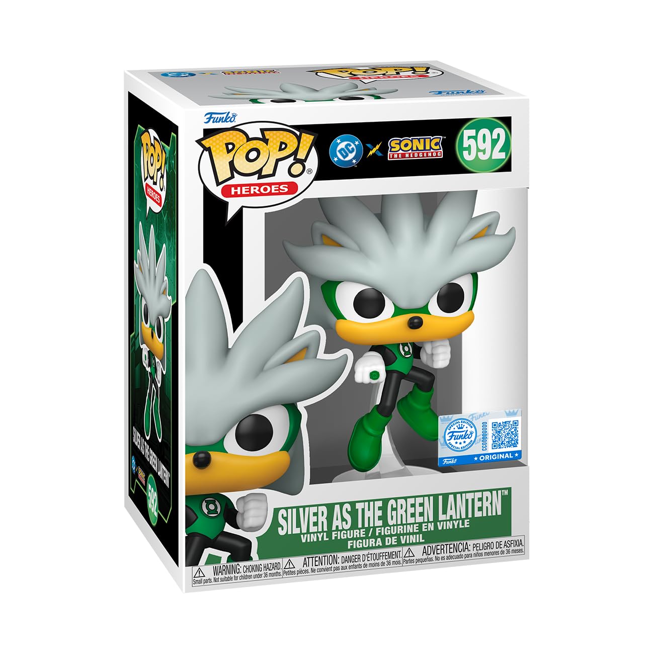 Funko Pop! DC Sonic The Hedgehog - Silver as the Green Lantern 592 Funko Special Edition Figure + Pop Protector
