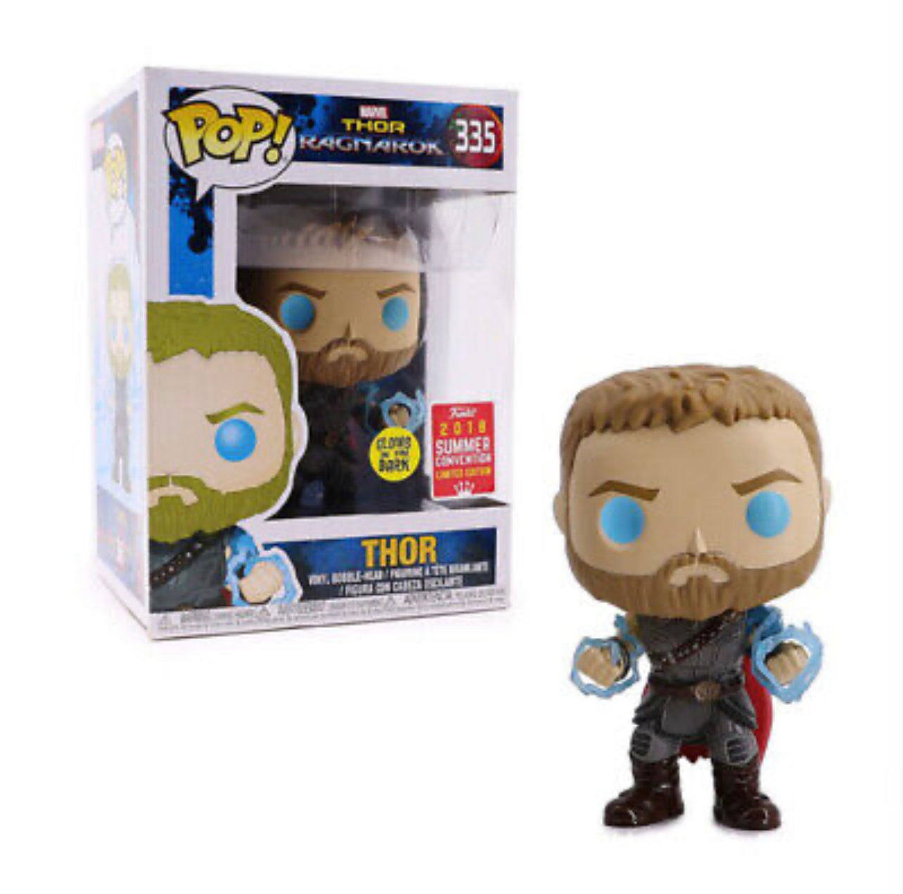 Funko Pop! Marvel Thor Ragnarok - Thor 335 Glows In the Dark Funko 2018 Summer Convention Exclusive + Pop Protector