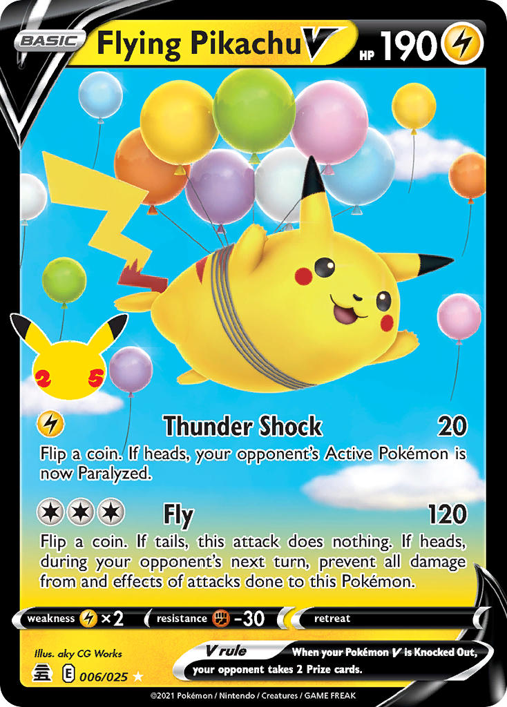 Pokemon TCG! Flying Pikachu V 2021 Celebrations #006/025 Ultra Rare