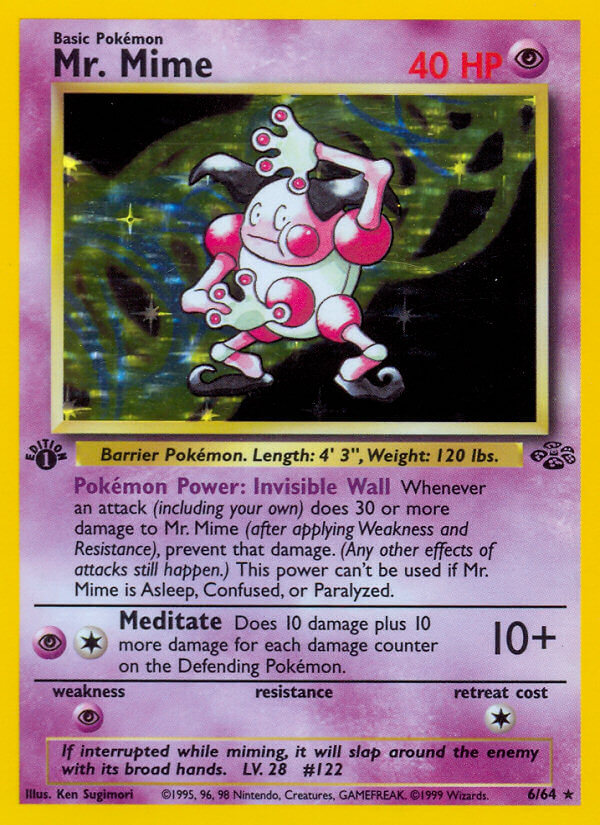 Pokemon TCG! Mr. Mime 1999 Jungle 1st Edition #6/64 Holo