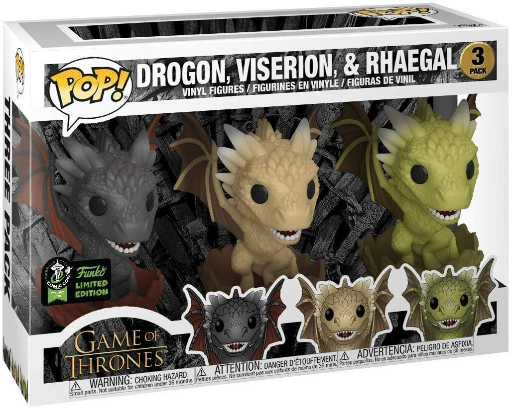 Funko Pop! Game of Thrones Drogon, Viserion & Rhaegal Funko 2020 Spring Convention Exclusive 3 Pack (VAULTED)