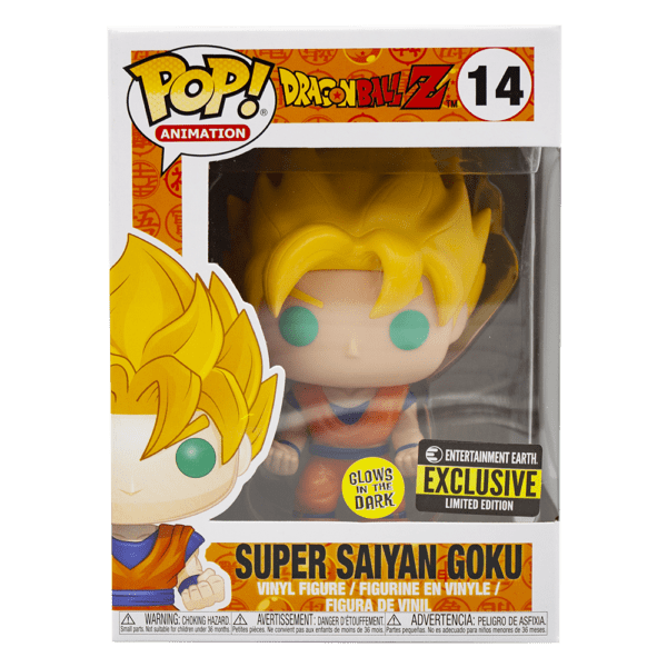 Funko Pop! Dragon Ball Z Super Saiyan Goku 14 GITD Entertainment Earth Exclusive + Free Protector