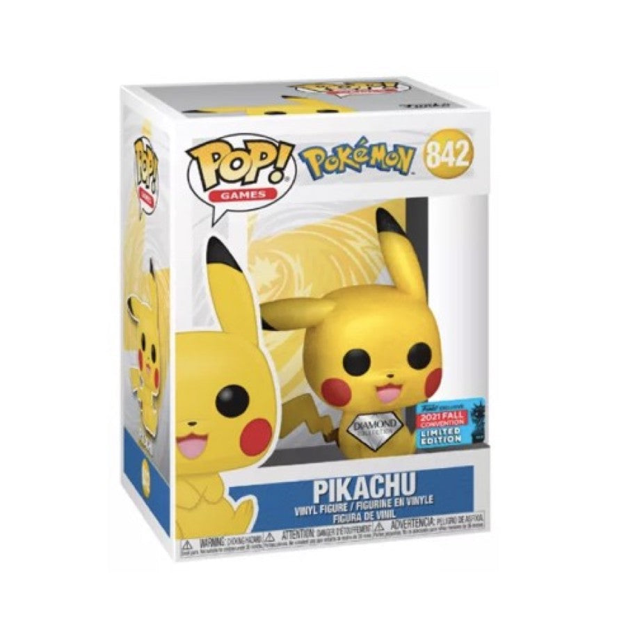 Funko Pop! Pokémon Pikachu 842 Diamond Funko 2021 Fall Convention Exclusive (VAULTED) + Pop Protector