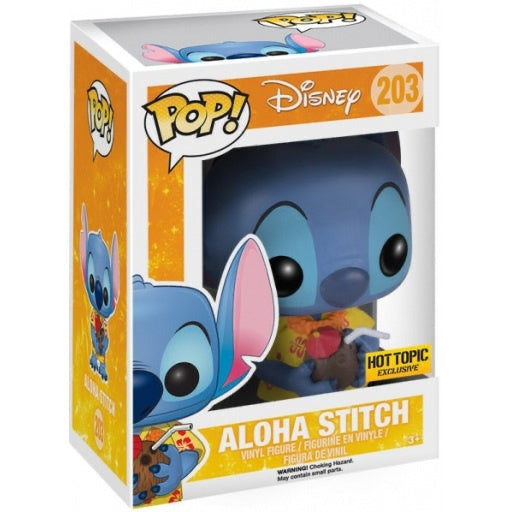 Funko Pop! Disney Lilo & Stitch - Aloha Stitch 203 Hot Topic Exclusive + Free Protector