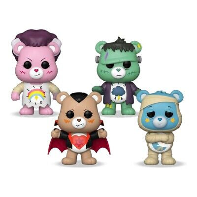 Care Bears X Universal Monsters Complete Set! Cheer Bear 1626, Grumpy Bear 1627, Bedtime Bear 1628, Tenderheart Bear, 1629 + Free Protectors