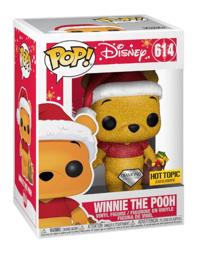 Funko Pop! Disney Holiday Special Winnie The Pooh 614 Diamond Hot Topic Exclusive + Pop Protector (VAULTED)