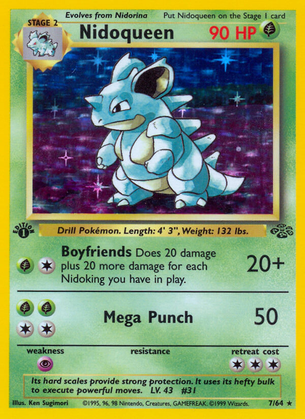 Pokemon TCG! Nidoqueen 1999 Jungle 1st Edition #7/64 Holo