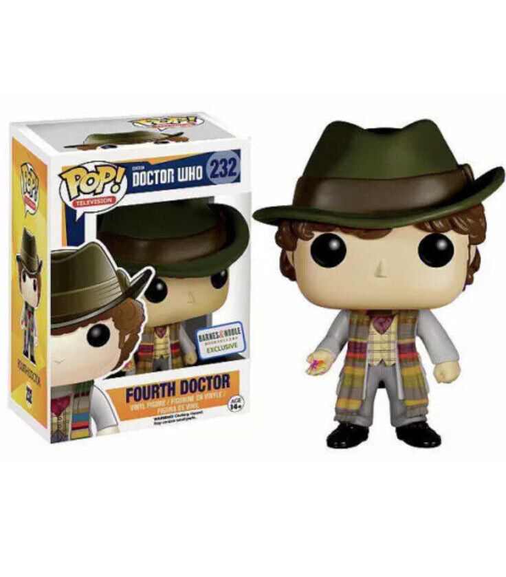 Funko Pop! Doctor Who : Fourth Doctor 232 (w/ Jelly) Barnes & Noble Exclusive (VAULTED) + Pop Protector