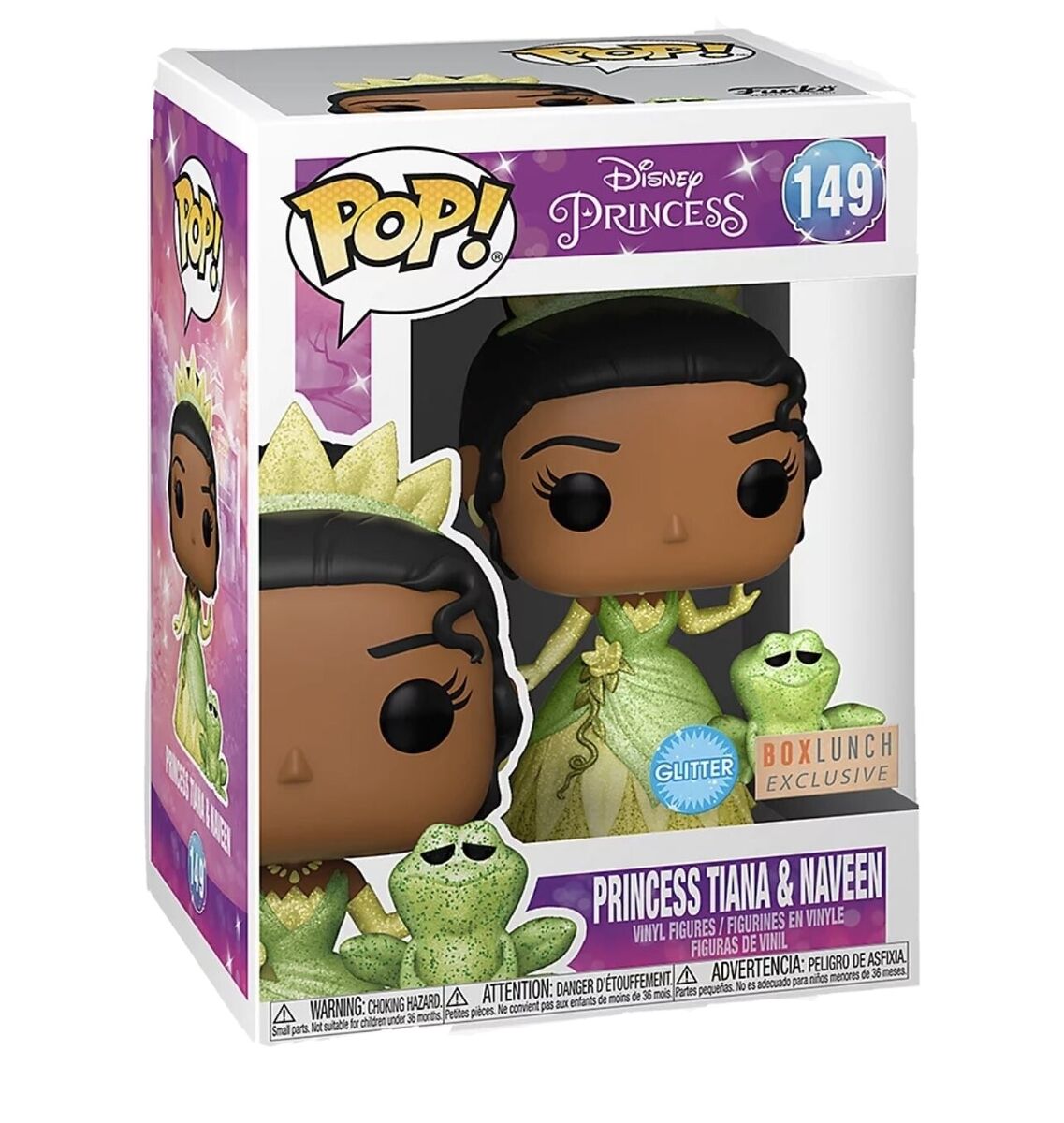 Funko POP! Disney Princess and the Frog Princess Tiana & Naveen #149 Glitter BoxLunch Exclusive + PoP Protector