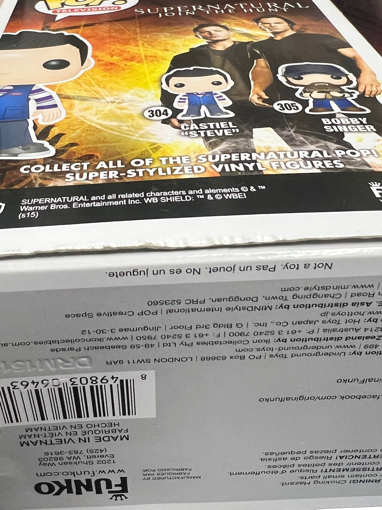 Funko Pop! Supernatural Join The Hunt - Castiel “Steve” 304 Figure + Pop Protector (Box Imperfections)
