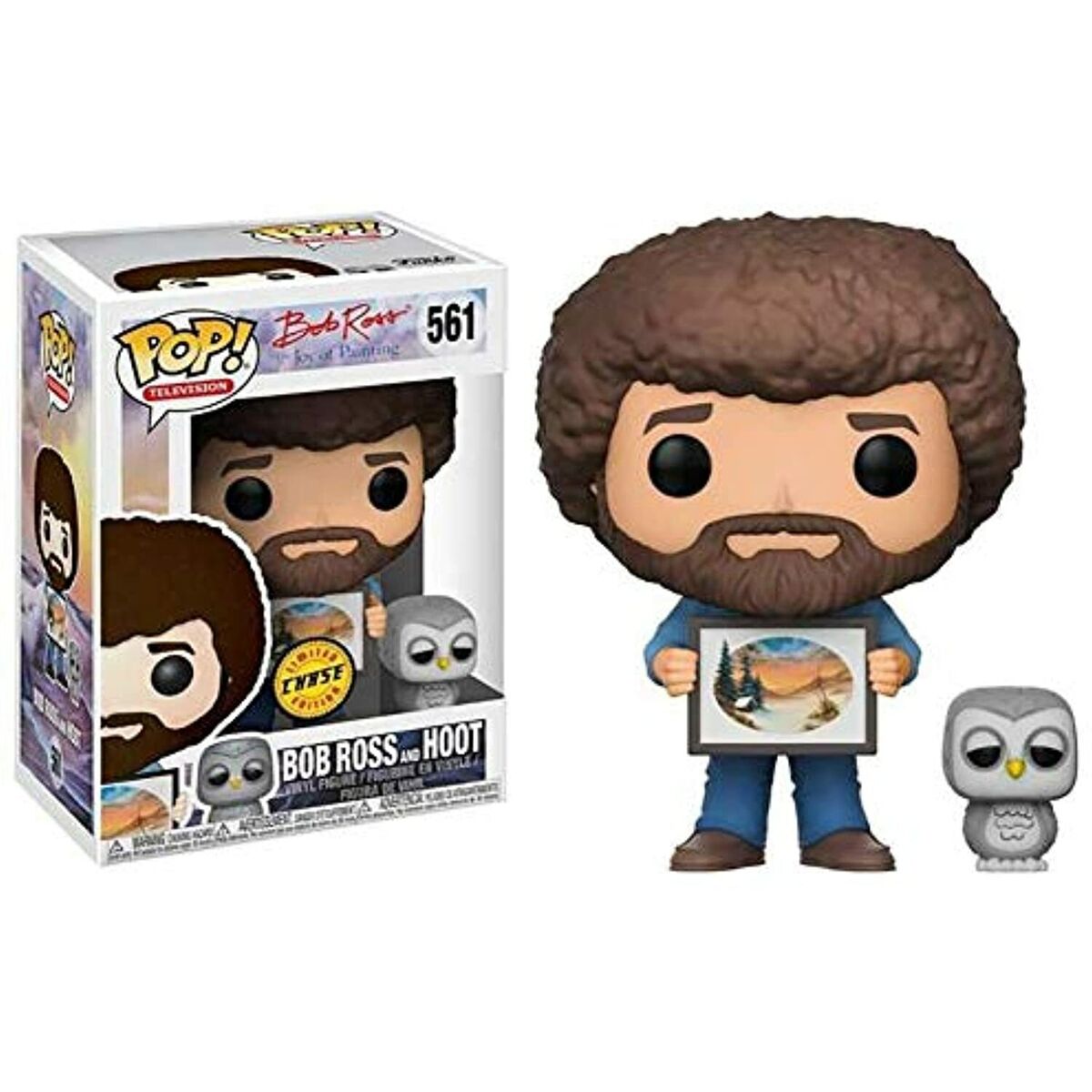 Funko Pop! Bob Ross The Joy of Painting - Bob Ross and Hoot 561 CHASE (VAULTED) + Free Protector