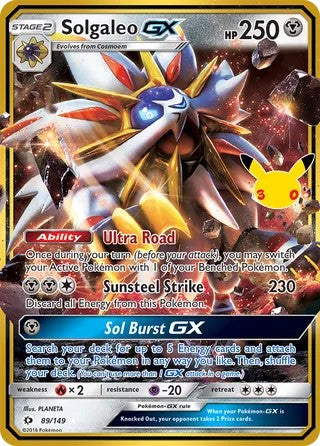 Pokemon TCG! Solgaleo GX 2026 30th Celebration #89/149 Near Mint