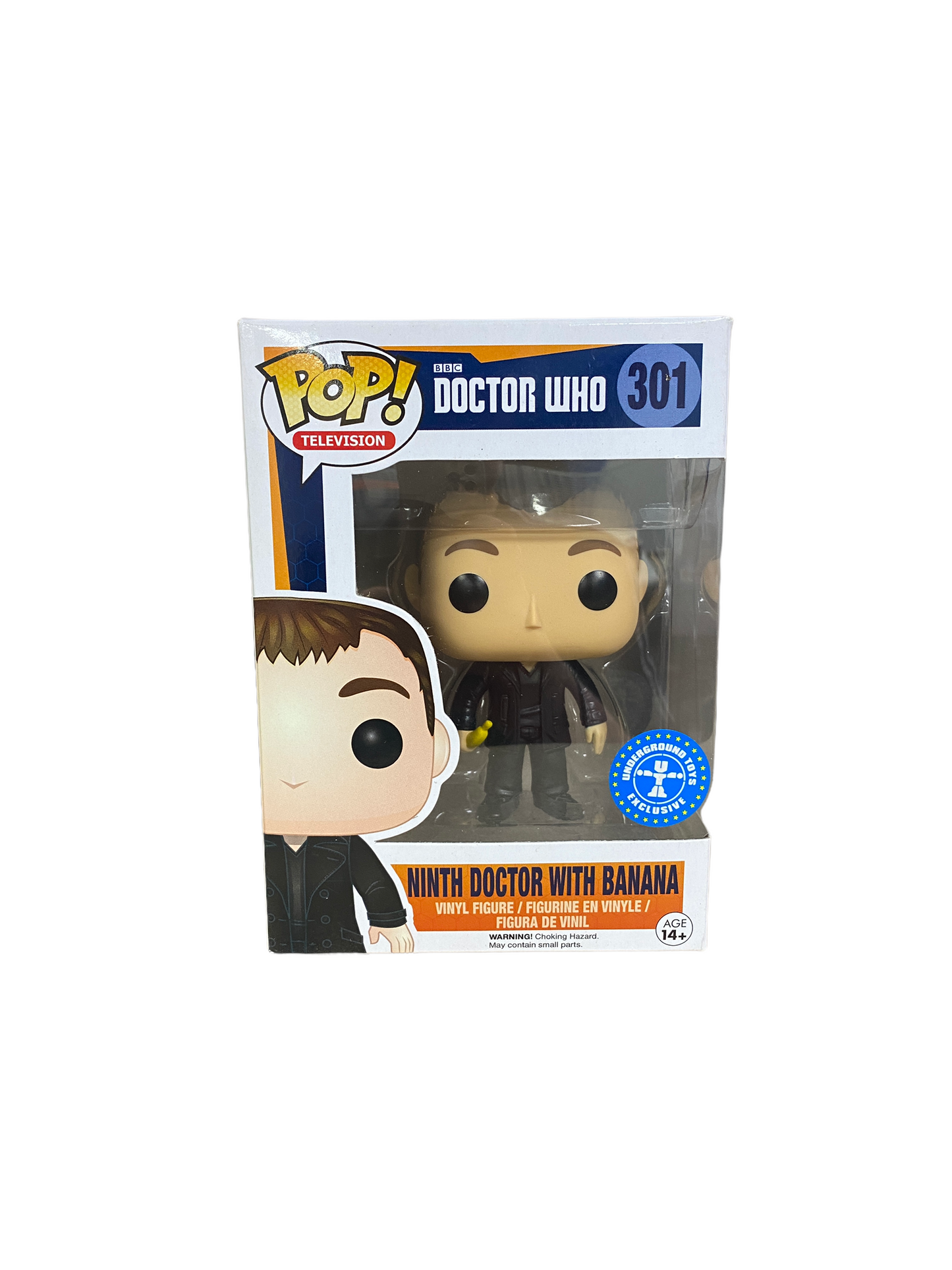 Funko Pop! Doctor Who : Ninth Doctor with Banana 301 Underground Toys Exclusive (VAULTED) + Pop Protector