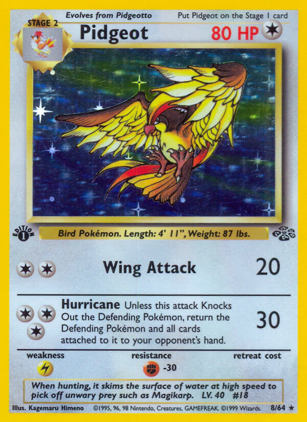 Pokemon TCG! Pidgeot 1999 Jungle 1st Edition #8/64 Holo