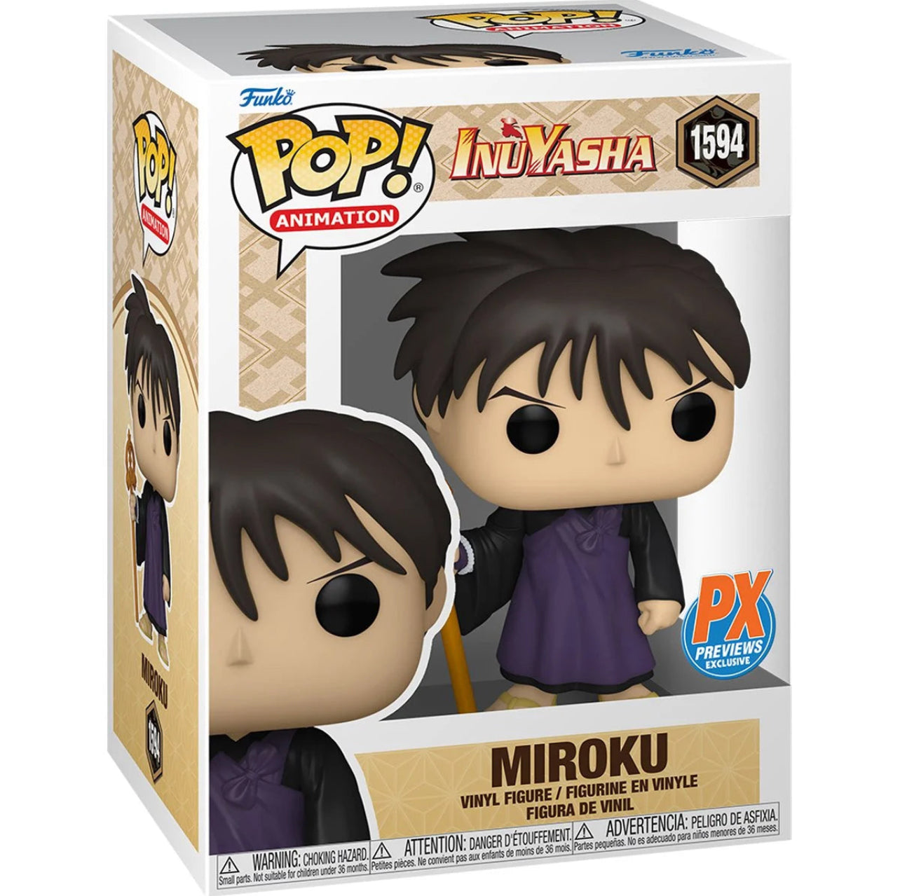 InuYasha Miroku Funko Pop! Vinyl Figure #1594 - Previews Exclusive + PoP Protector (box ware)