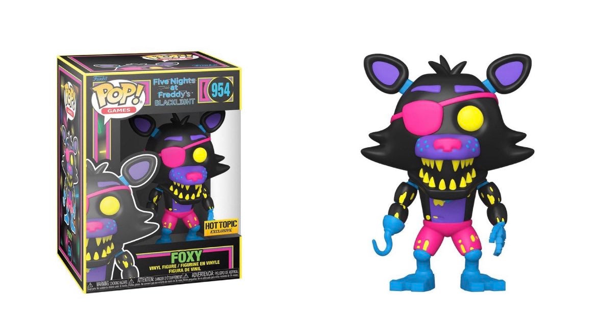 Funko Pop! Five Nights at Freddy’s Blacklight Foxy 954 Hot Topic Exclusive + Protector