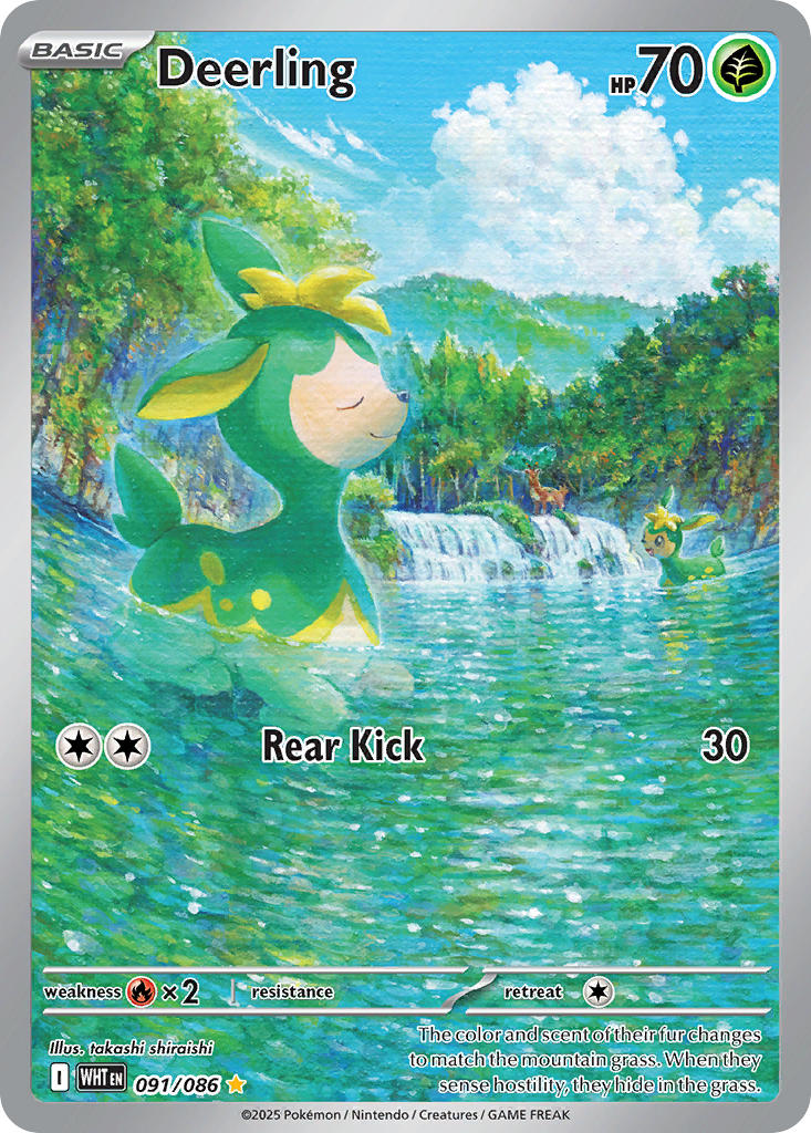 Pokemon TCG! Deerling 2025 White Flare #091/086 Illustration Rare