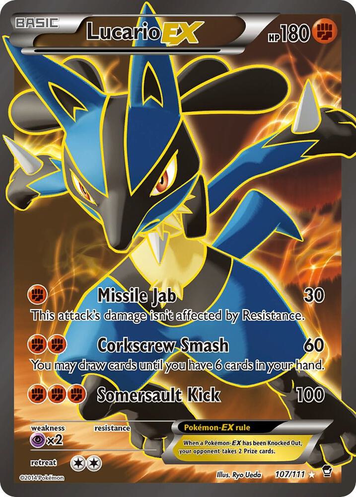 Pokemon TCG! Lucario EX (107 Full Art) - XY - Furious Fists (FFI) (MP/HP)